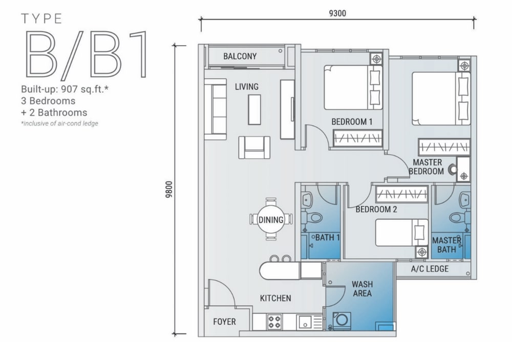Platinum Arena Floor Plan Type B:B1