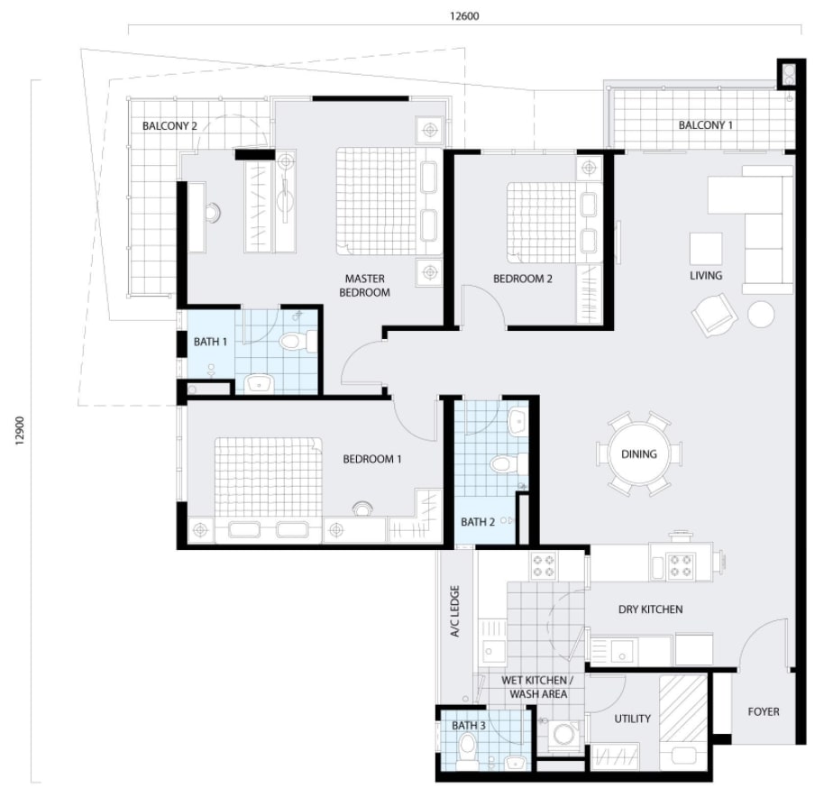 The Address Floor Plan Type B,B1